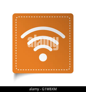 Sur l'icône Sans fil télévision blanc autocollant orange Banque D'Images