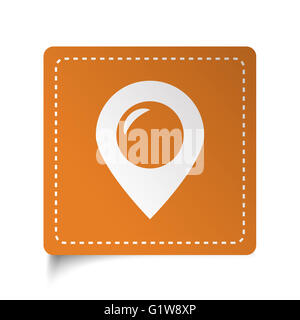 White Place plate icône sur étiquette orange Banque D'Images