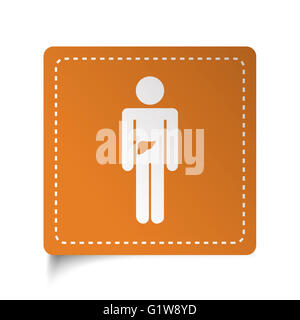 Télévision sur l'icône du foie Blanc autocollant orange Banque D'Images