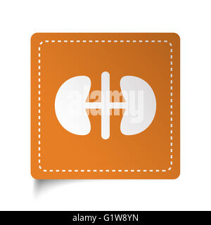 Télévision blanc reins icône sur étiquette orange Banque D'Images