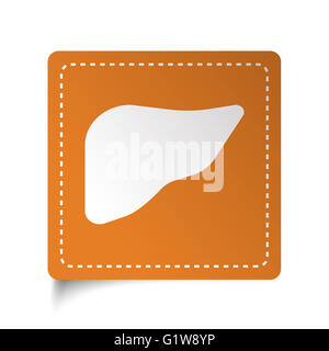 Télévision sur l'icône du foie Blanc autocollant orange Banque D'Images