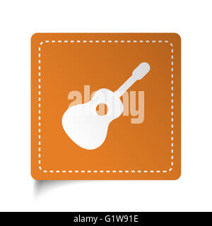 Télévision blanc autocollant orange sur l'icône de la guitare Banque D'Images