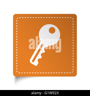 Icône d'une clé plate blanc sur l'étiquette orange Banque D'Images