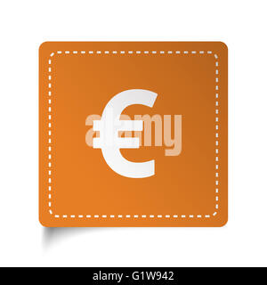 Télévision sur l'icône blanche Euro étiquette orange Banque D'Images