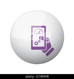 Télévision sur l'icône Test Smartphone violet sphère 3D Banque D'Images