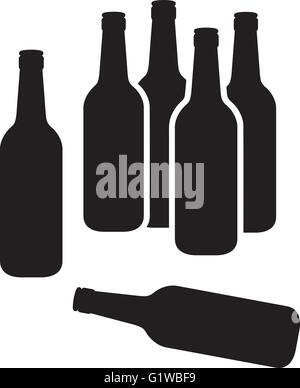 Les bouteilles de bière de groupe Illustration de Vecteur