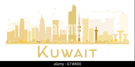 Koweït City skyline silhouette d'or. Vector illustration. Concept simple pour le tourisme présentation, bannière, un placard ou web Illustration de Vecteur