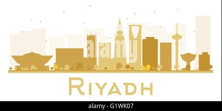 Riyadh City skyline silhouette d'or. Vector illustration. Concept simple pour le tourisme présentation, bannière, un placard ou web Illustration de Vecteur