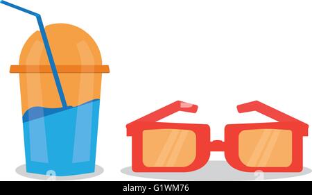 Boisson froide et l'icône lunettes vecteur jeu été Illustration de Vecteur