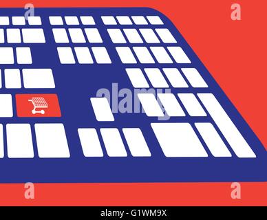 Magasinage en ligne ou boutique internet concepts, avec symbole du panier. Vector design plat Illustration de Vecteur