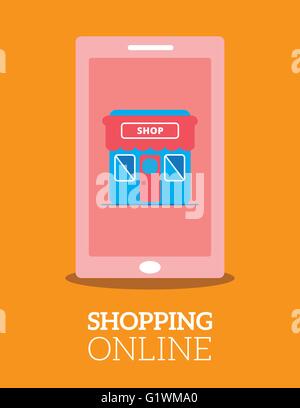 Shopping Boutique en ligne et téléphone intelligent Business concept vector Illustration de Vecteur