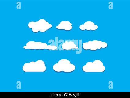 Nuages d'objets vectoriels icons set Illustration de Vecteur