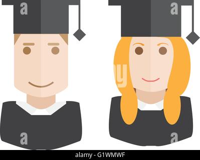 Les gens de l'école d'icônes. Vector set étudiants Avatars Illustration de Vecteur