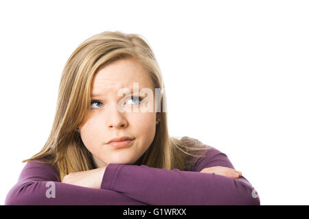 Woman isolated on white Banque D'Images