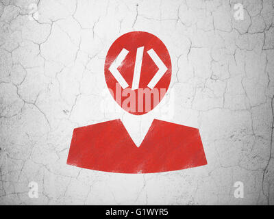 Logiciel Concept : Programmeur sur wall background Banque D'Images