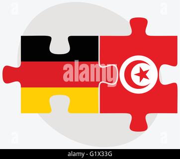 L'Allemagne et la Tunisie drapeaux dans puzzle isolé sur fond blanc Illustration de Vecteur