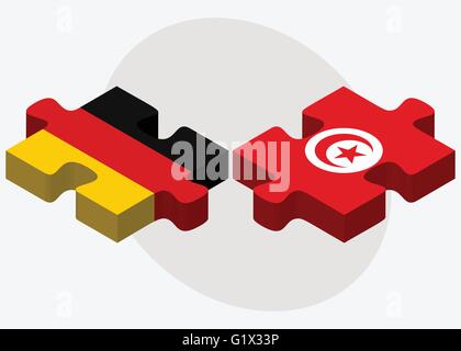 L'Allemagne et la Tunisie drapeaux dans puzzle isolé sur fond blanc Illustration de Vecteur