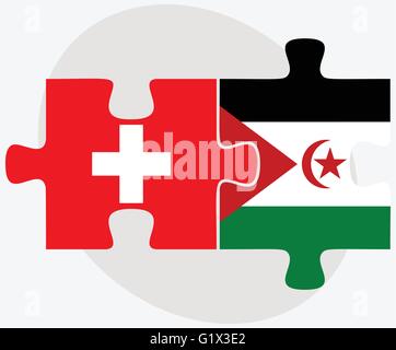 La Suisse et le Sahara occidental drapeaux dans puzzle isolé sur fond blanc Illustration de Vecteur