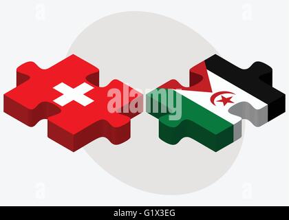 La Suisse et le Sahara occidental drapeaux dans puzzle isolé sur fond blanc Illustration de Vecteur