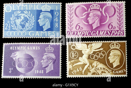 Jeux Olympiques de Londres 1948 de timbres Banque D'Images