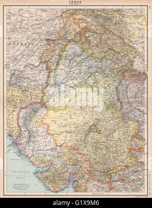 La frontière du nord-ouest de l'Inde britannique. Rajputana Punjab Gujarat cachemire, 1912 map Banque D'Images