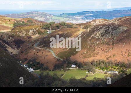 Sychnant Pass près de Conwy, Gwynedd, au nord du Pays de Galles. Banque D'Images