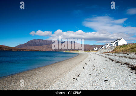 Plage déserte à Ardmair Bay près de Ullapool, Wester Ross Scotland UK Banque D'Images