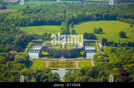 Vue aérienne, le château de Nordkirchen, 'Château de Versailles westphalien', français baroque, château, douves, parc du château, baroque Banque D'Images