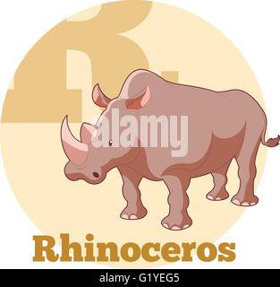 ABC Cartoon Rhinoceros Illustration de Vecteur