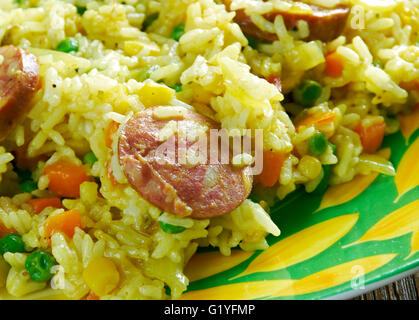 Arroz a la valenciana - Paella espagnole traditionnelle . Banque D'Images