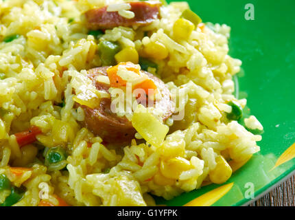 Arroz a la valenciana - Paella espagnole traditionnelle . Banque D'Images