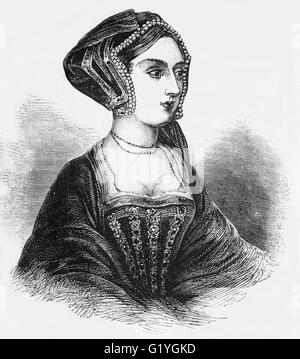 Anne Boleyn, la fille de Thomas Boleyn, Comte de Wiltshire, et son épouse, Lady Elizabeth Howard, reine d'Angleterre de 1533 à 1536 comme la deuxième épouse du Roi Henry VIII, Banque D'Images