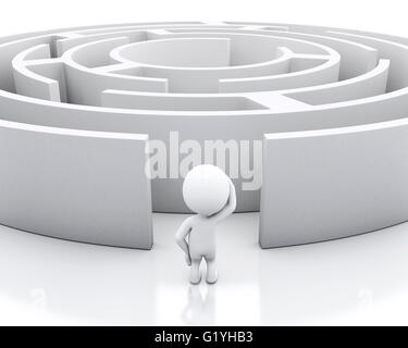 Moteur de rendu 3d image. Labyrinthe blanc. Isolé sur fond blanc. Banque D'Images