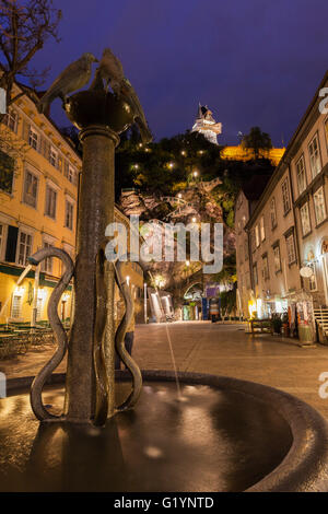 La Uhrturm à Graz. Graz, en Styrie, en Autriche. Banque D'Images