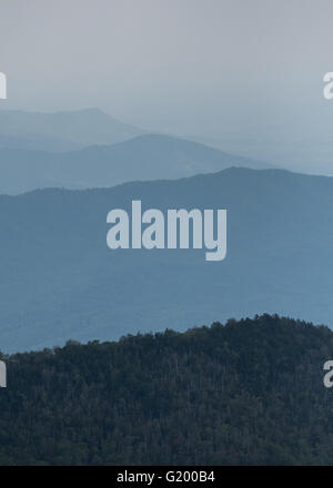 Couches de crêtes de brouillard dans le sud des Appalaches dans le Great Smoky Mountains National Park Banque D'Images