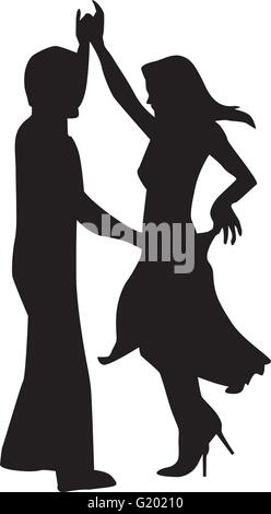 Silhouette d'heureux couple dancing Illustration de Vecteur
