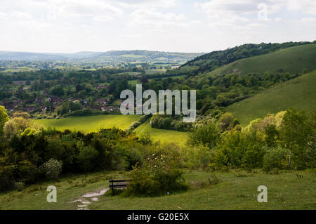 L'escarpe orienté au sud de la pente au-dessus de North Downs Reigate à Surrey, faisant partie de la ceinture verte au sud de Londres. Banque D'Images