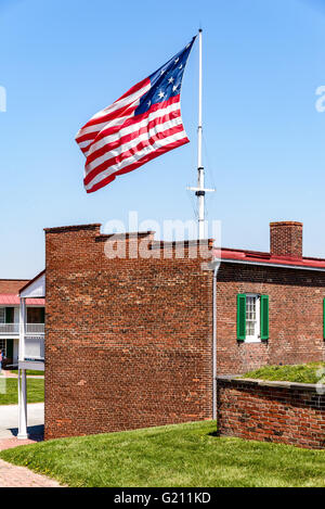 15 star-15 stripe drapeau des États-Unis, le fort McHenry National Park, Baltimore, MD Banque D'Images