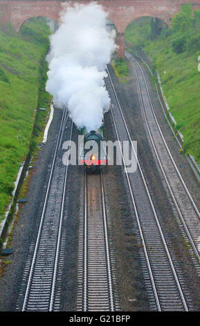 Près de Reading, Berkshire, Royaume-Uni. 21 mai, 2016. The Flying Scotsman jusqu'à la vapeur la lecture vers Détroit à Twyford 19.14 CEST et rappelant une scène typique du 1930/ 1940 à l'ère de la grande époque de la transport de vapeur . Le train spécial's run vu vapeur par la vallée de la Tamise, et propose un tour d'un aller-retour via Southampton et retour à Londres Paddington peu avant 21:40.CEST . Crédit : Gary Blake/Alamy Live News Banque D'Images