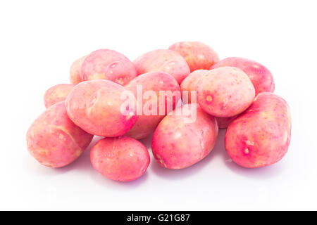 Nouvelle pomme de terre rouge isolé sur blanc. Banque D'Images