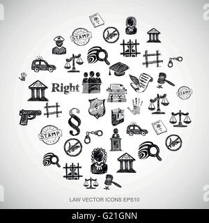 Gribouillages noir droit dessiné à la main Icons set sur blanc. EPS10 vector illustration. Illustration de Vecteur