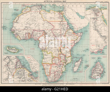 L'AFRIQUE L'Égypte Érythrée Madère Aden Maurice Stations mission protestante 1911 map Banque D'Images