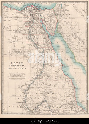 L'Egypte Arabie PETRAEA Nubie inférieure. Vallée du Nil Mer Rouge Sharm El Sheikh, 1912 map Banque D'Images