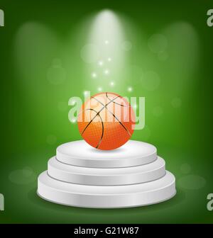 Basket Ball sur podium avec la lumière blanche Illustration de Vecteur
