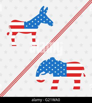 Âne et l'éléphant comme un vote de symboles USA Illustration de Vecteur
