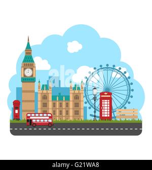 Poster Design pour le voyage de l'Angleterre. Contexte urbain Illustration de Vecteur