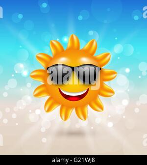 Résumé Contexte L'été Bonjour, soleil de l'été à lunettes Illustration de Vecteur