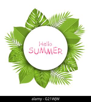 Belle carte d'été avec les feuilles tropicales vert pour la conception Illustration de Vecteur