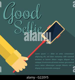 Homme Selfies monopode. Self Portrait Outil pour Smartphone. Illustration de Vecteur