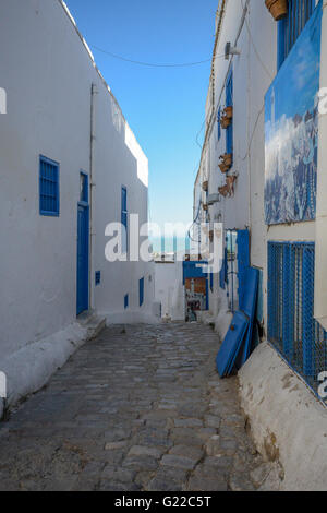 Sidi Bou Said. La Gulett, Tunisie. Ville blanc et bleu Banque D'Images